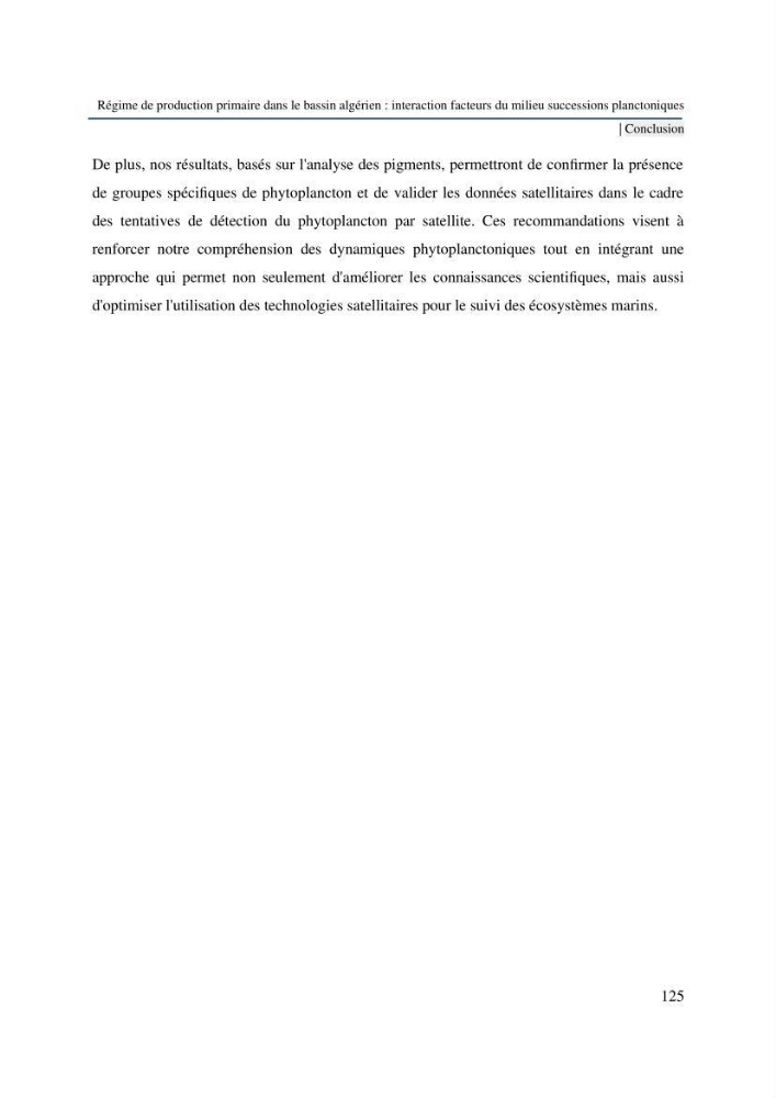 Régime de production primaire dans le bassin algérien interaction facteurs du milieu successions planctoniques