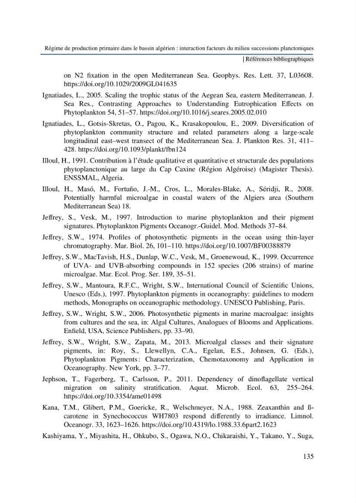 Régime de production primaire dans le bassin algérien interaction facteurs du milieu successions planctoniques