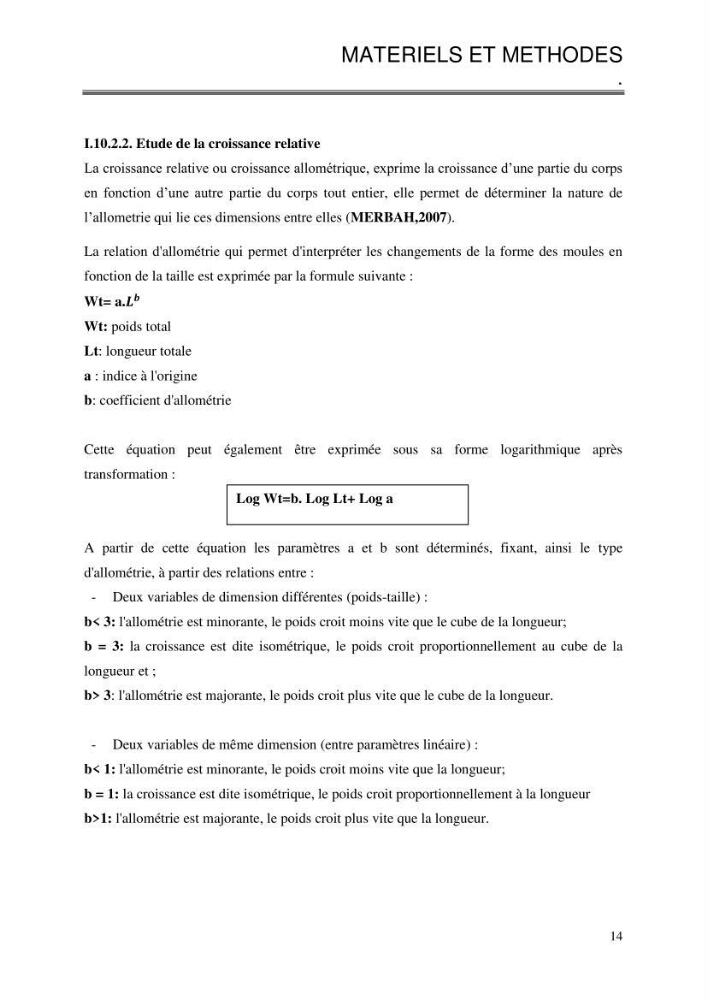 Etude de la croissance de Mytilus galloprovincialis (Lamarrck,1819) à Ain tagourait, Tipaza: