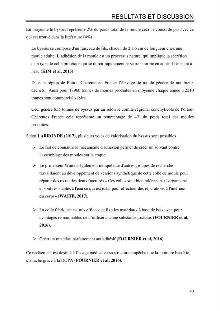 Etude de la croissance de Mytilus galloprovincialis (Lamarrck,1819) à Ain tagourait, Tipaza: