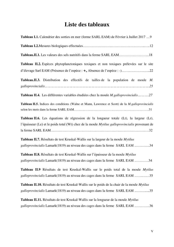 Etude de la croissance de Mytilus galloprovincialis (Lamarrck,1819) à Ain tagourait, Tipaza: