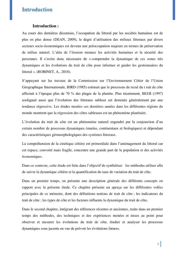 Etat de l’art de la quantification de l’évolution spatio-temporelle du trait de côte: comparaison entre la méthode des polygones et la méthode des transects