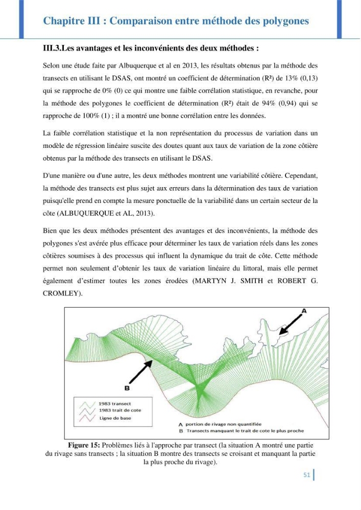 Etat de l’art de la quantification de l’évolution spatio-temporelle du trait de côte: comparaison entre la méthode des polygones et la méthode des transects