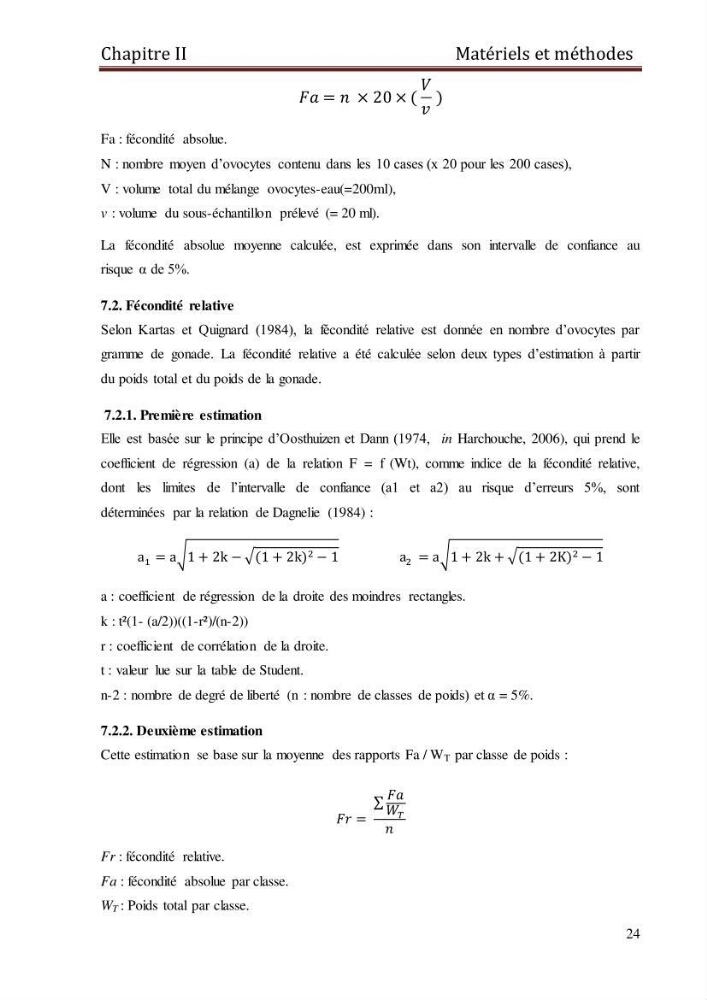 Contribution à l\'étude de la fécondité et des indices de reproduction de la daurade royale ( Sparus aurata Linnée,1758) de la région de Skikda: