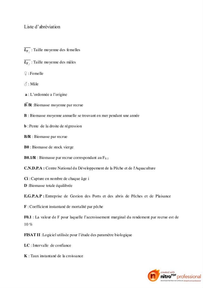 Contribution à l\'étude de l\'exploitation de Pagellus acarne (Risso, 1826) de la baie de Bou-ismail: