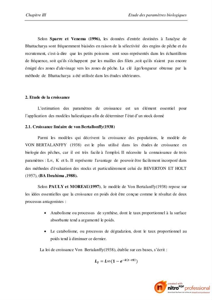 Contribution à l\'étude de l\'exploitation de Pagellus acarne (Risso, 1826) de la baie de Bou-ismail: