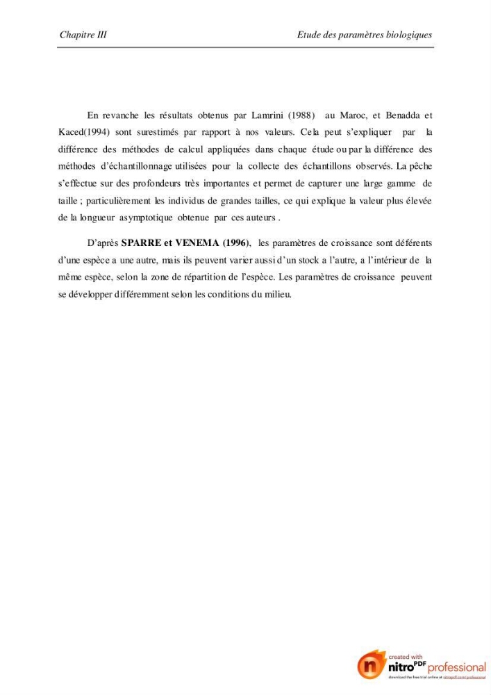 Contribution à l\'étude de l\'exploitation de Pagellus acarne (Risso, 1826) de la baie de Bou-ismail: