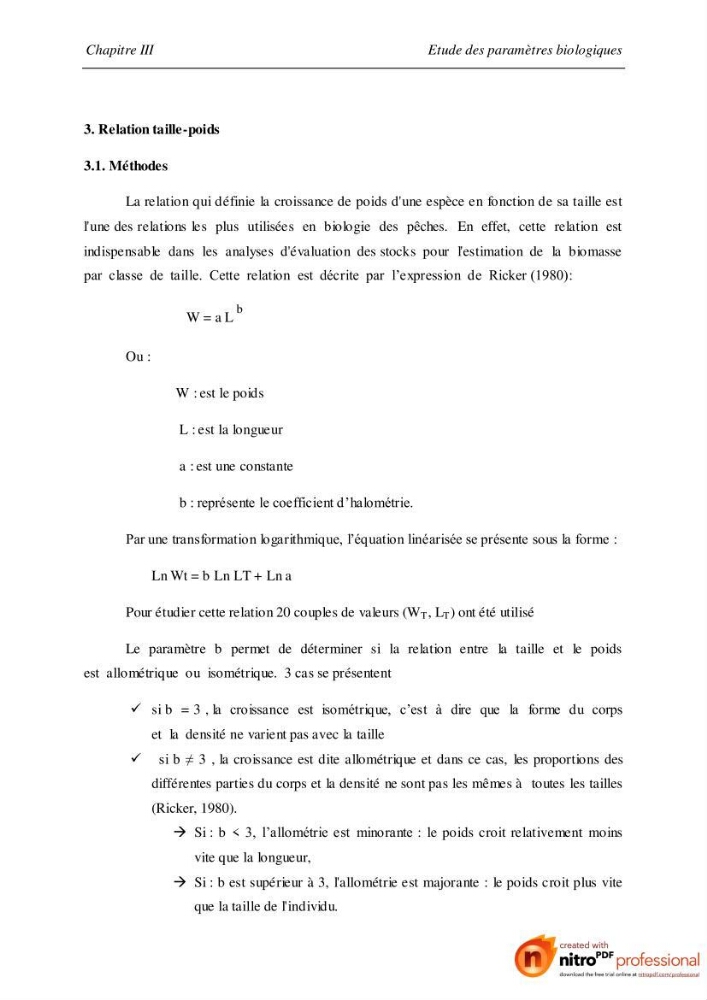 Contribution à l\'étude de l\'exploitation de Pagellus acarne (Risso, 1826) de la baie de Bou-ismail: