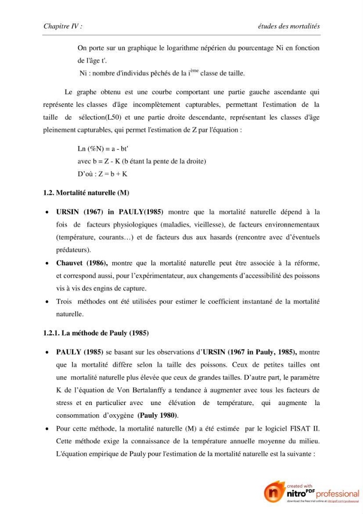 Contribution à l\'étude de l\'exploitation de Pagellus acarne (Risso, 1826) de la baie de Bou-ismail: