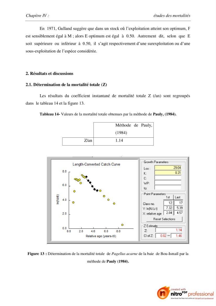 Contribution à l\'étude de l\'exploitation de Pagellus acarne (Risso, 1826) de la baie de Bou-ismail: