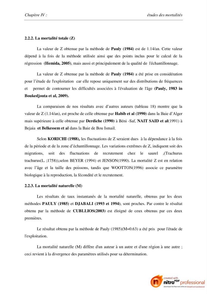 Contribution à l\'étude de l\'exploitation de Pagellus acarne (Risso, 1826) de la baie de Bou-ismail: