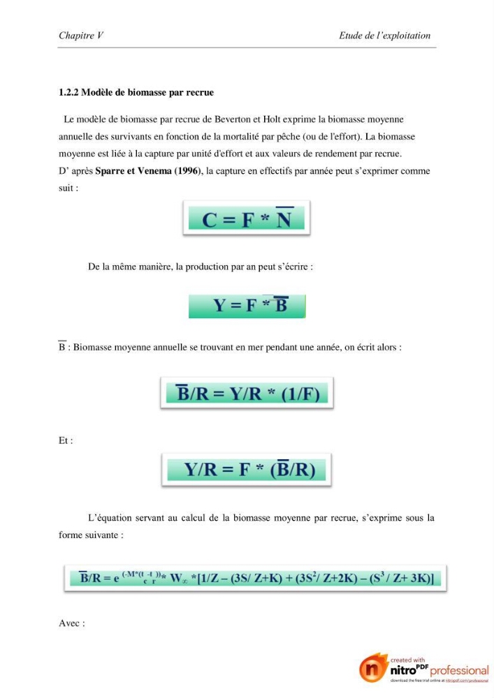 Contribution à l\'étude de l\'exploitation de Pagellus acarne (Risso, 1826) de la baie de Bou-ismail: