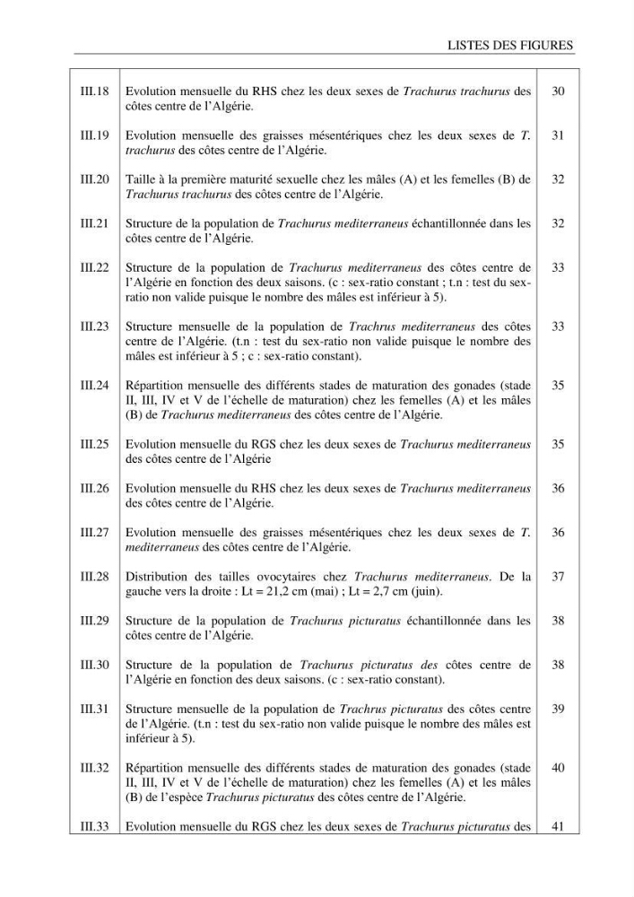 Contribution à l’étude de la reproduction des espèces du genre Trachurus (Actinopteri, Carangidae) de la région centre du littoral Algérien: