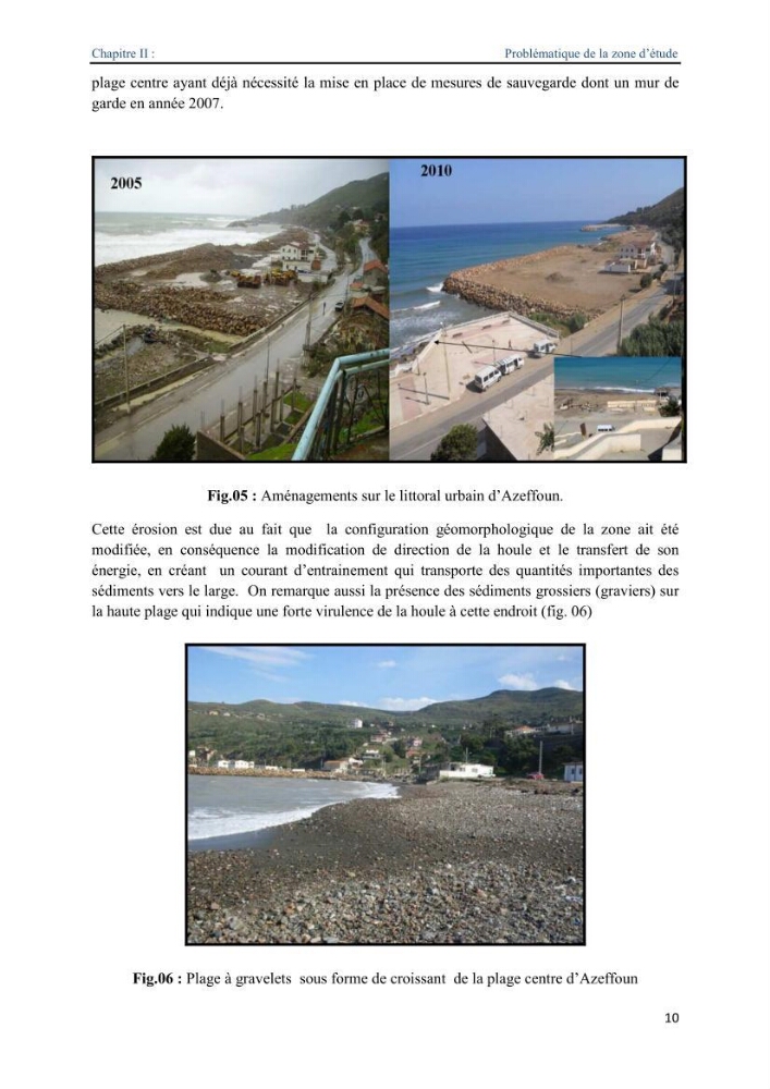 Proposition d\'ouvrages de protection par méthodes douces (géotextiles) de la plage centre d\'Azeffoun