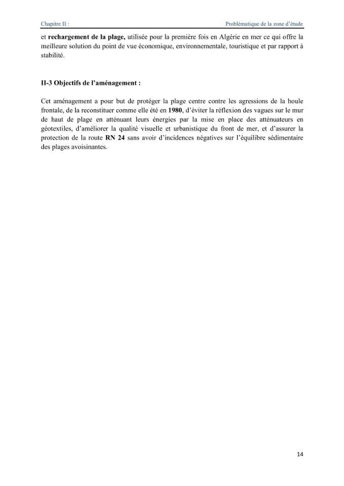 Proposition d\'ouvrages de protection par méthodes douces (géotextiles) de la plage centre d\'Azeffoun