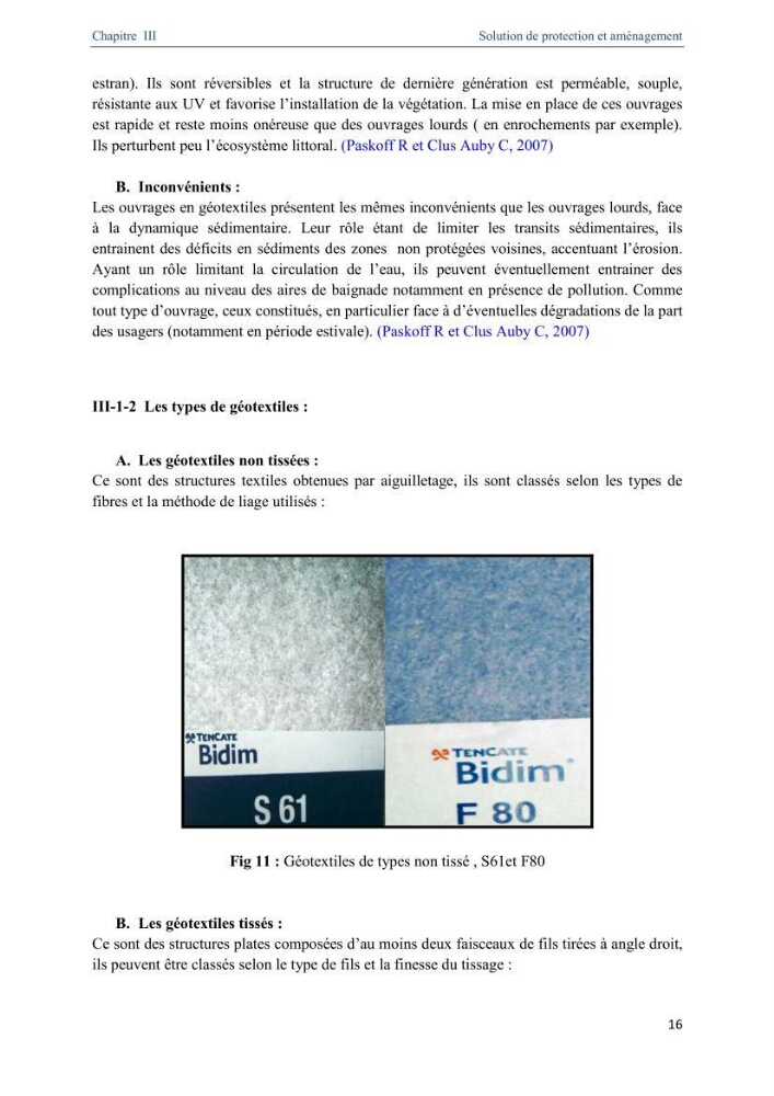 Proposition d\'ouvrages de protection par méthodes douces (géotextiles) de la plage centre d\'Azeffoun