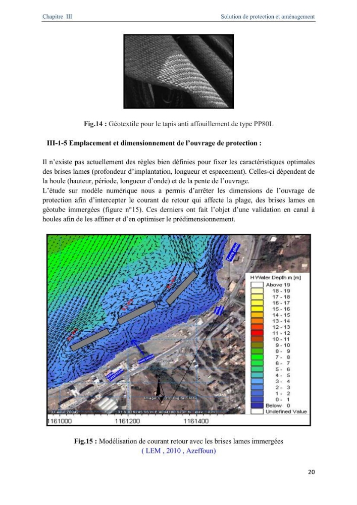 Proposition d\'ouvrages de protection par méthodes douces (géotextiles) de la plage centre d\'Azeffoun