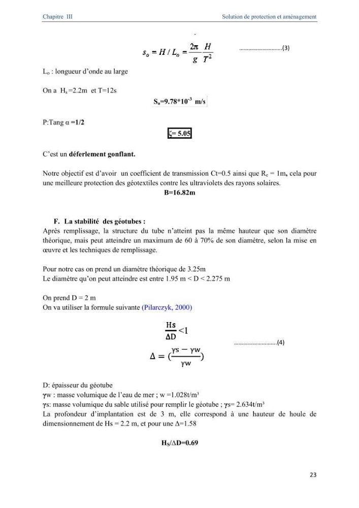 Proposition d\'ouvrages de protection par méthodes douces (géotextiles) de la plage centre d\'Azeffoun