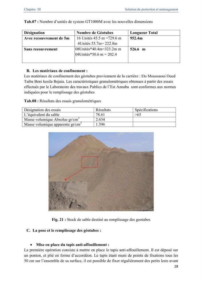 Proposition d\'ouvrages de protection par méthodes douces (géotextiles) de la plage centre d\'Azeffoun
