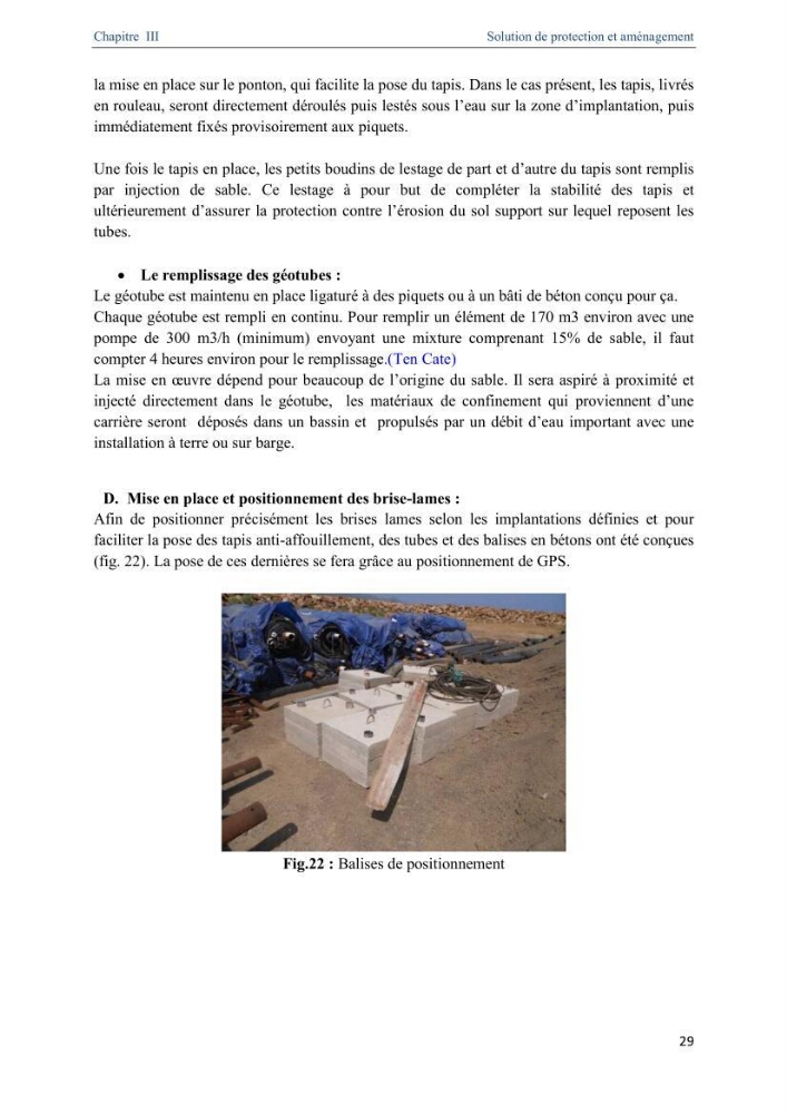 Proposition d\'ouvrages de protection par méthodes douces (géotextiles) de la plage centre d\'Azeffoun