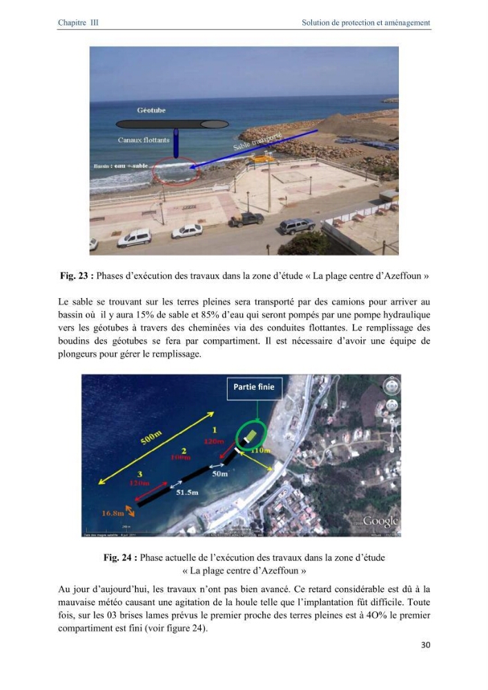 Proposition d\'ouvrages de protection par méthodes douces (géotextiles) de la plage centre d\'Azeffoun