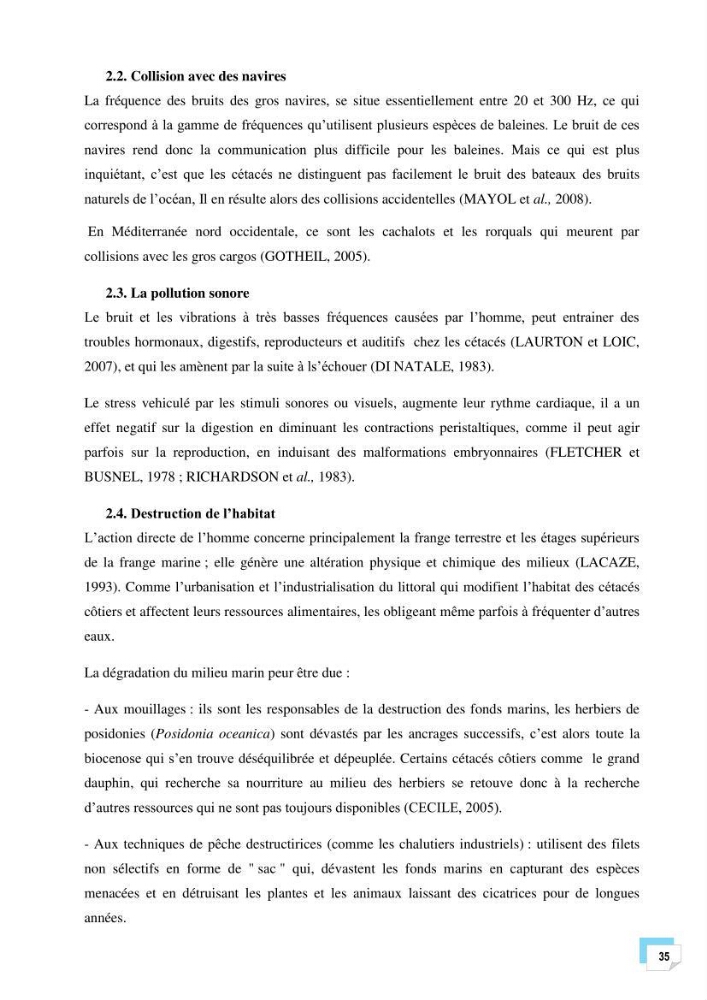 Bilan des échouages de cetacés dans le centre Algérien