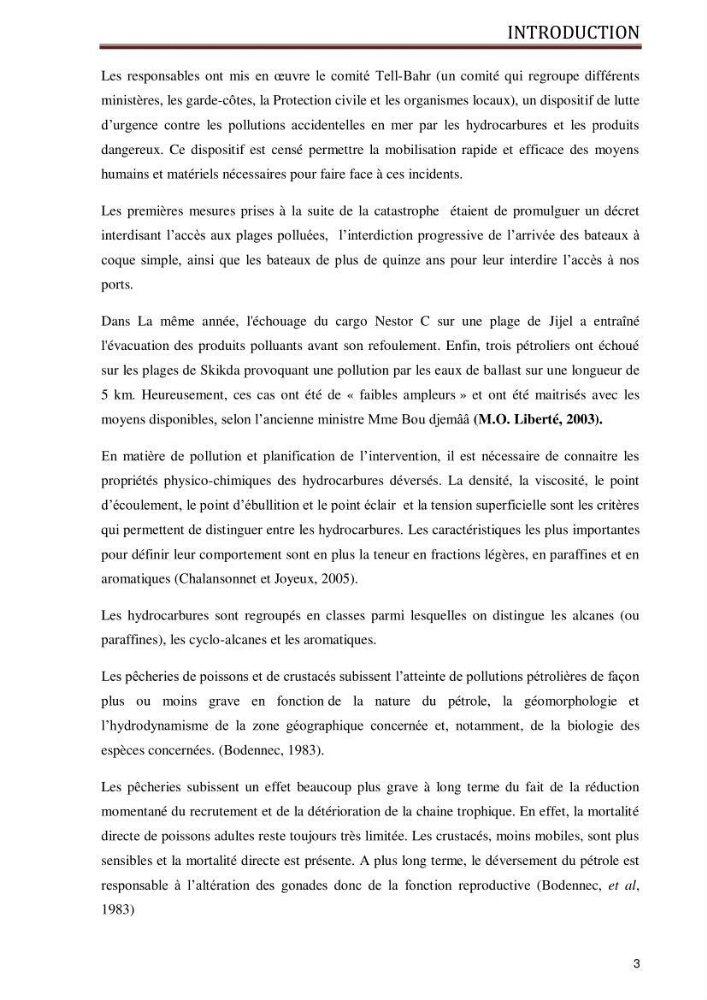 Evaluation de la vulnérabilité socio-économique du secteur de la pêche face à une pollution potentielle par les hydrocarbures dans la baie de Bou-Ismail