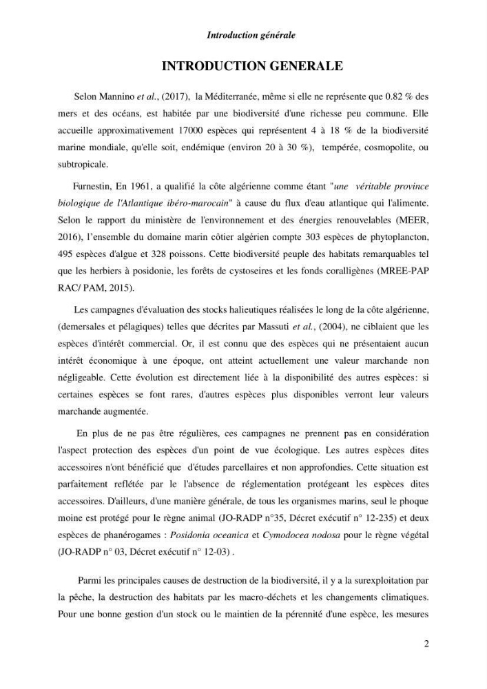 Contribution a l\'étude de l\'impact des changements des paramètres du milieu et de la préssion de la pêche sur les Bio-ressources marines Algériennes: