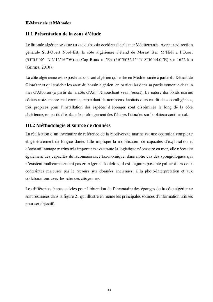 Elaboration d’un inventaire-référentiel national des Porifères de la côte algérienne