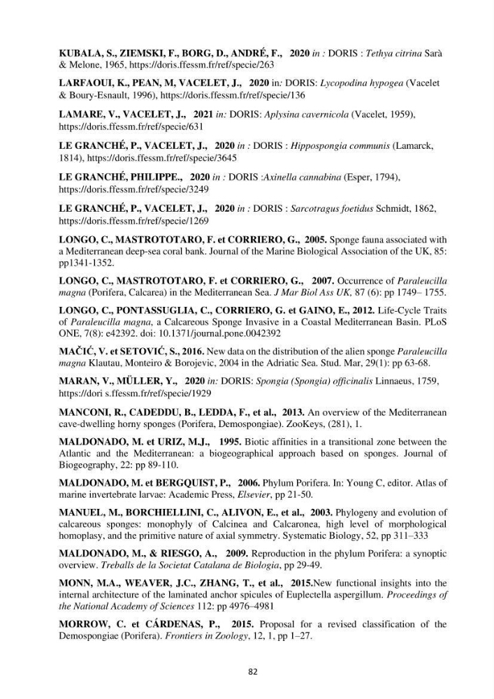 Elaboration d’un inventaire-référentiel national des Porifères de la côte algérienne
