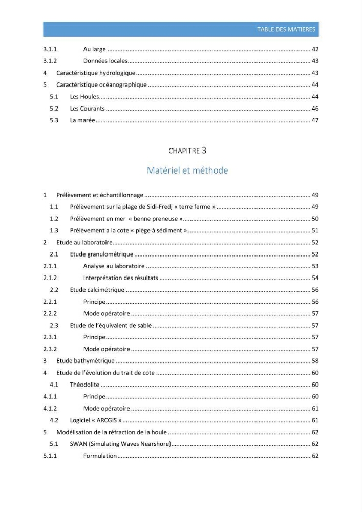 Modélisation de l\'hydrodynamique sédimentaire soumise à l\'action de la houle et des courants: Application à la côte de Sidi-Fredj