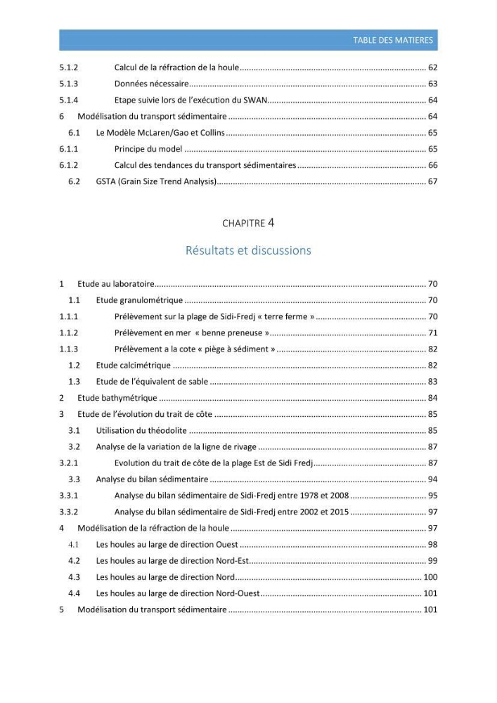 Modélisation de l\'hydrodynamique sédimentaire soumise à l\'action de la houle et des courants: Application à la côte de Sidi-Fredj