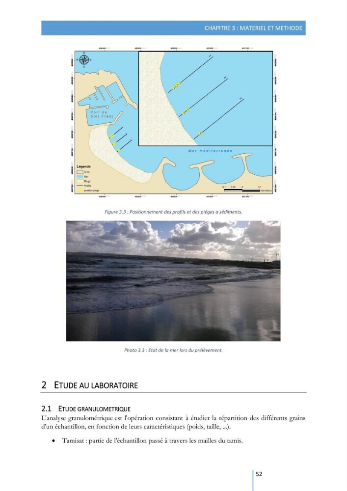 Modélisation de l\'hydrodynamique sédimentaire soumise à l\'action de la houle et des courants: Application à la côte de Sidi-Fredj