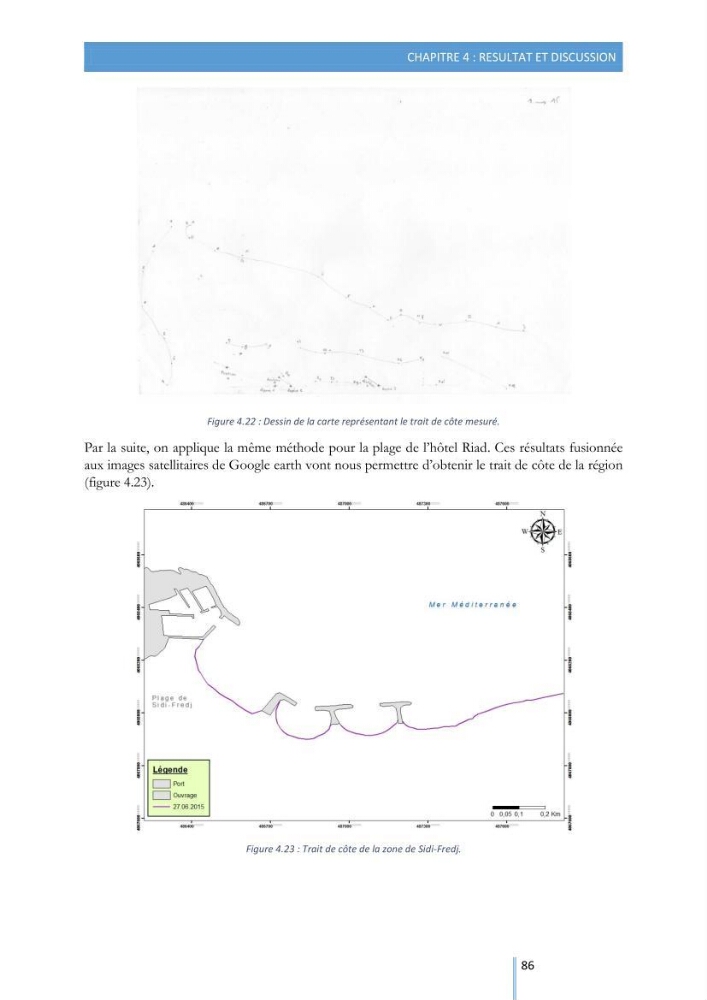 Modélisation de l\'hydrodynamique sédimentaire soumise à l\'action de la houle et des courants: Application à la côte de Sidi-Fredj