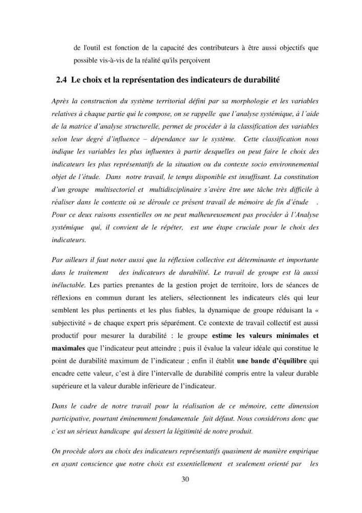 Profil de durabiblité d\'une zone cotiêre urbaine