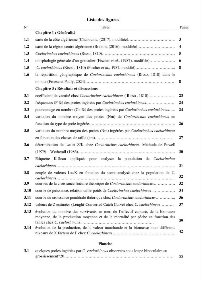 Valorisation d’une espèce de poisson issue des rejets de la pêche au niveau du port de Bouharoun biologie et exploitation de Coelorinchus caelorhincus (Risso, 1810)