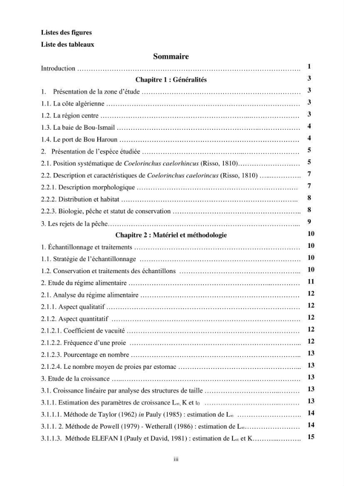 Valorisation d’une espèce de poisson issue des rejets de la pêche au niveau du port de Bouharoun biologie et exploitation de Coelorinchus caelorhincus (Risso, 1810)