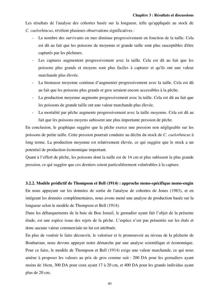 Valorisation d’une espèce de poisson issue des rejets de la pêche au niveau du port de Bouharoun biologie et exploitation de Coelorinchus caelorhincus (Risso, 1810)