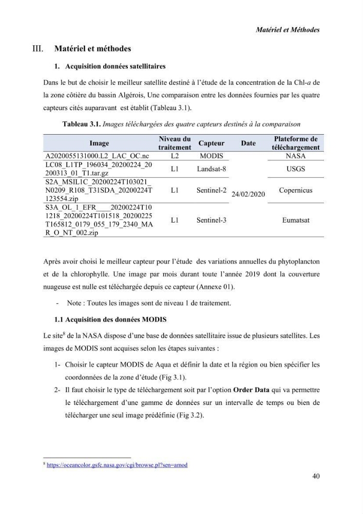 Modélisation du phytoplancton marin et des paramètres biologiques des zones côtières, outils et imagerie satellitale