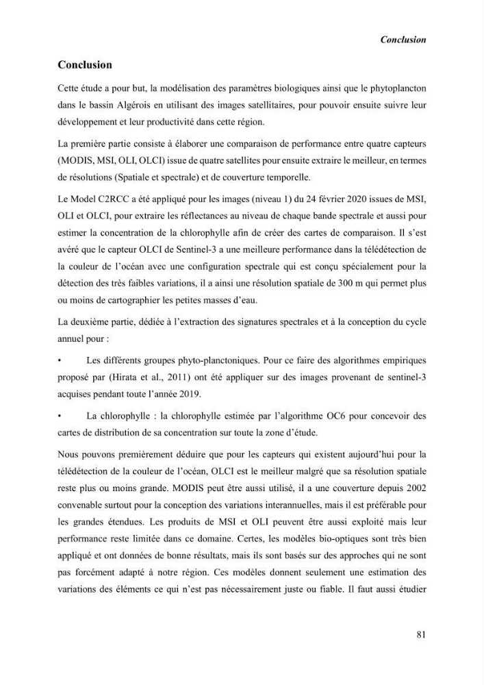 Modélisation du phytoplancton marin et des paramètres biologiques des zones côtières, outils et imagerie satellitale