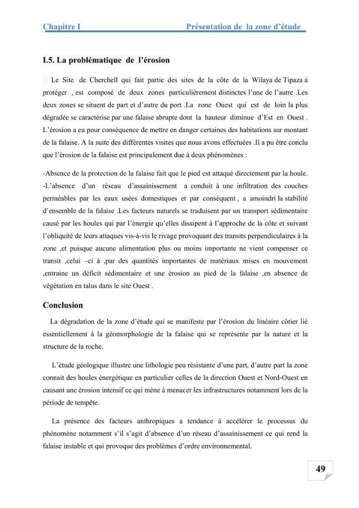 Etude de protection du rivage d\'el kettar-cherchell