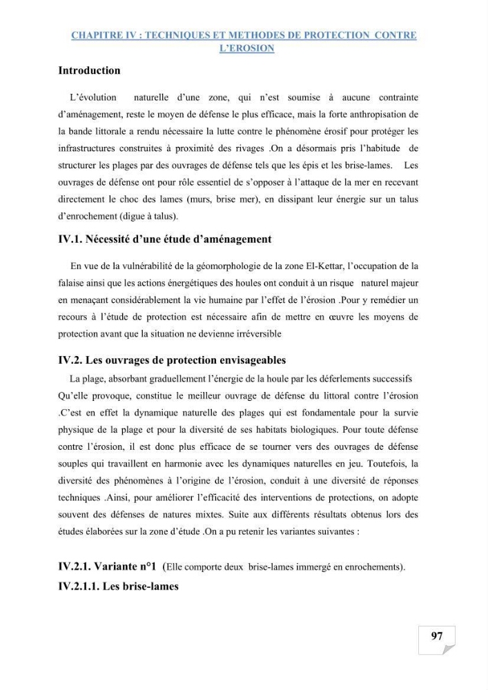 Etude de protection du rivage d\'el kettar-cherchell