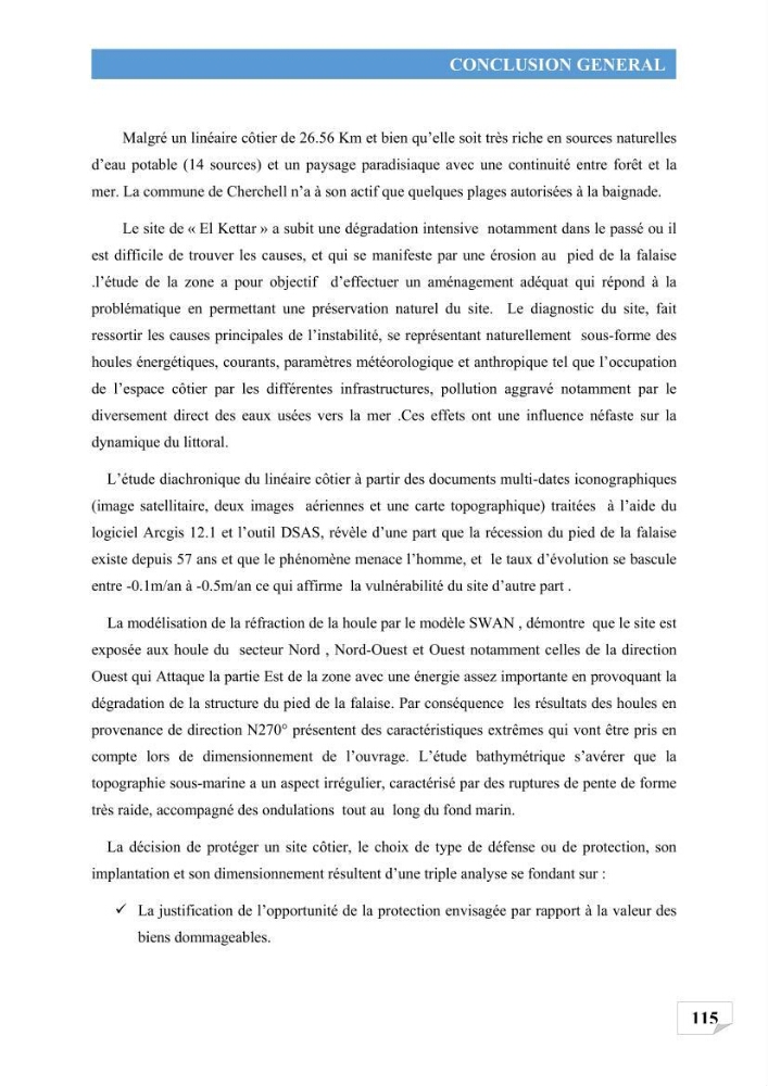 Etude de protection du rivage d\'el kettar-cherchell