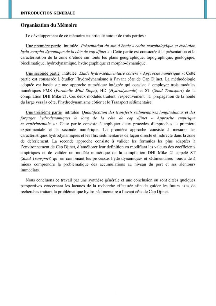 Etude hydro-sédimentaire a l\'avant côte de cap djinet wilaya de Boumerdes
