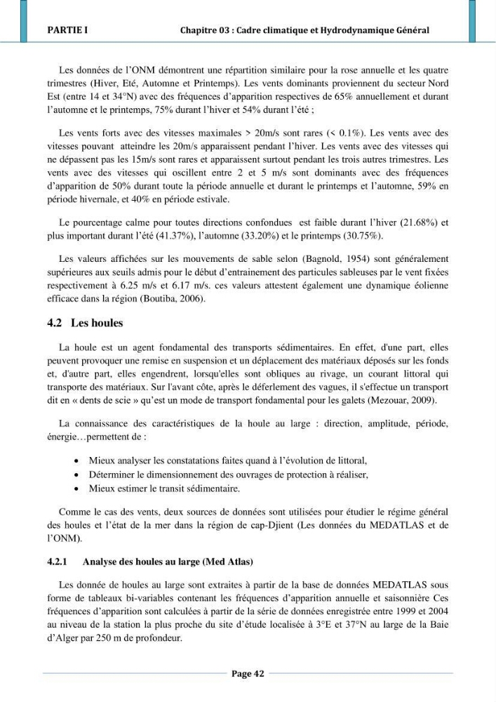 Etude hydro-sédimentaire a l\'avant côte de cap djinet wilaya de Boumerdes