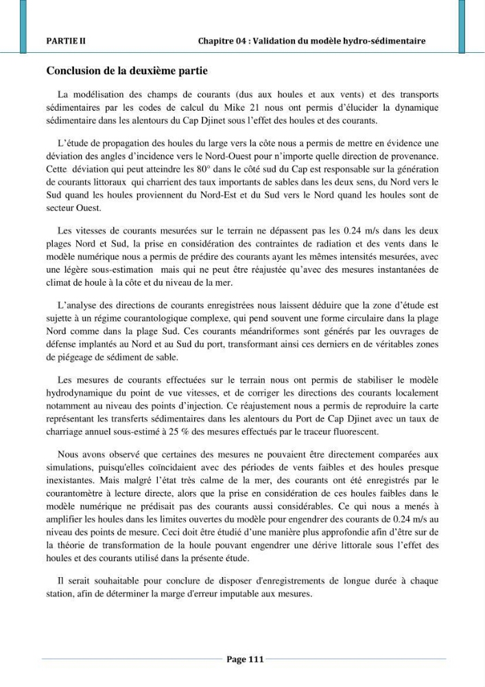 Etude hydro-sédimentaire a l\'avant côte de cap djinet wilaya de Boumerdes