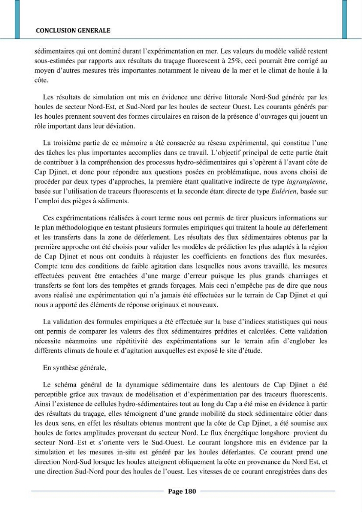 Etude hydro-sédimentaire a l\'avant côte de cap djinet wilaya de Boumerdes