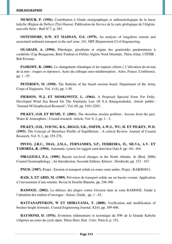 Etude hydro-sédimentaire a l\'avant côte de cap djinet wilaya de Boumerdes
