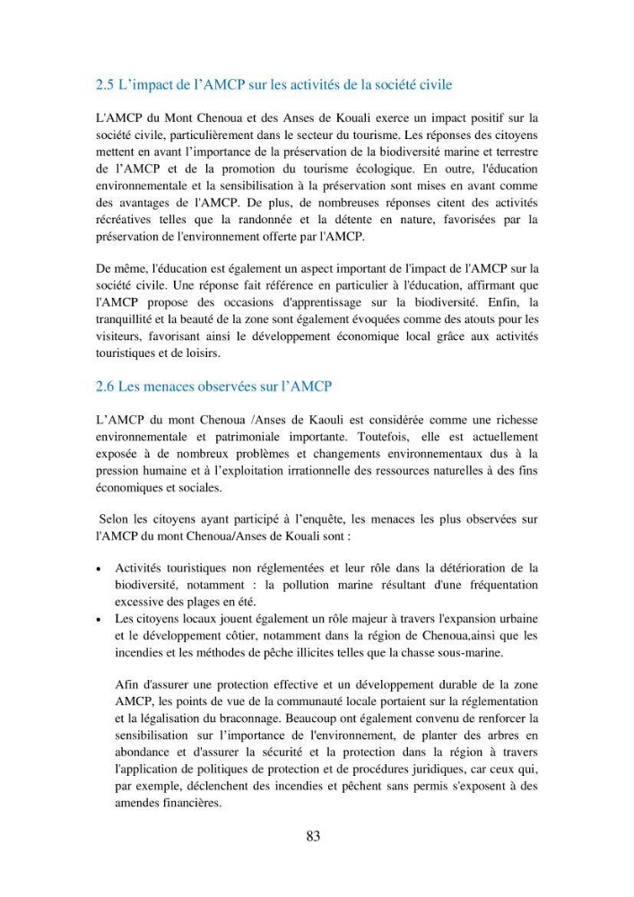Suivi de la mise en oeuvre de la gestion intégrée de l\'aire marine et côtière protégée du mont Cheoua/Anses de Kouali et évaluation des critères requis pour sa candidature à la liste de lUICN