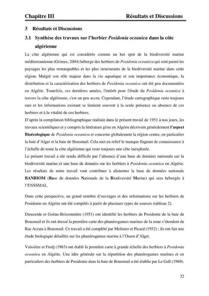 Distribution des herbiers et des espèces associées aux herbiers à Posidonia oceanica de la côte algérienne: